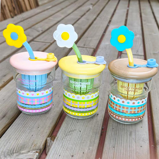 500ml好事发生吸管杯玻璃杯-纪念日百货门店同款169495230 商品图0