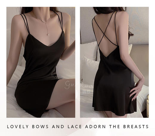 【YW】无忧购交叉露背简约舒适吊带睡裙女式家居服 1320（截单后3-5天发货) 商品图5