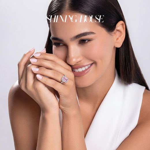 ShiningHouse[培育]  粉钻系列 18k金钻石戒指 粉钻雷迪恩形2克拉钻人工真钻人造钻石K金戒指时尚钻石女戒悦己送礼臻选【此商品不支持7天无理由退货退款】预计3日发货 商品图4