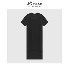 04-3潘依绣丁丁宠粉小众款下摆拼接圆领短袖连衣裙Q9754