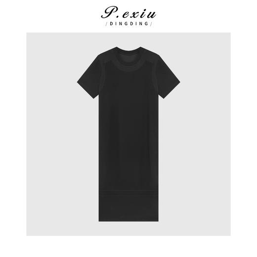 04-3潘依绣丁丁宠粉小众款下摆拼接圆领短袖连衣裙Q9754 商品图0