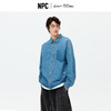 NPC潮牌100%棉做旧复古牛仔衬衫秋渐变装饰口袋炒盐工艺NP5CDC25 商品缩略图0
