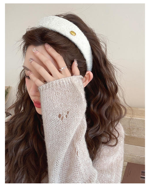 高级感仿珍珠秋冬金标高颅顶发箍  A-5799 商品图3