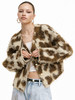 TR她热 焦糖奶咖 棕黄色豹纹羊驼拉毛针织复古保暖宽松开衫外搭 商品缩略图1