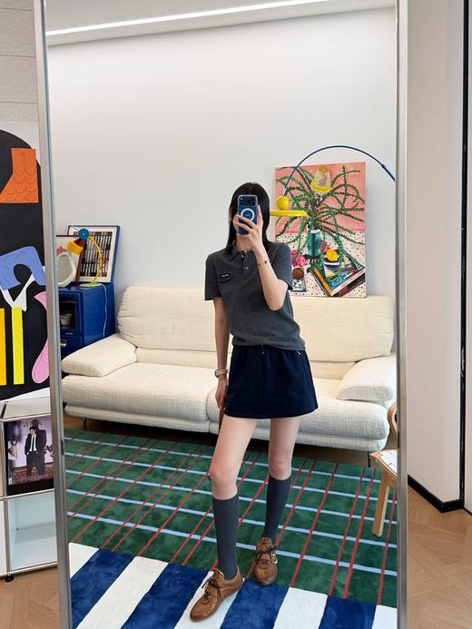 缪缪 灰色针织polo衫(KX*MM) 商品图1