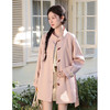 鹿向南「粉蝶漫春」半高领气质粉色风衣春季新款时尚中长款外套女 商品缩略图0