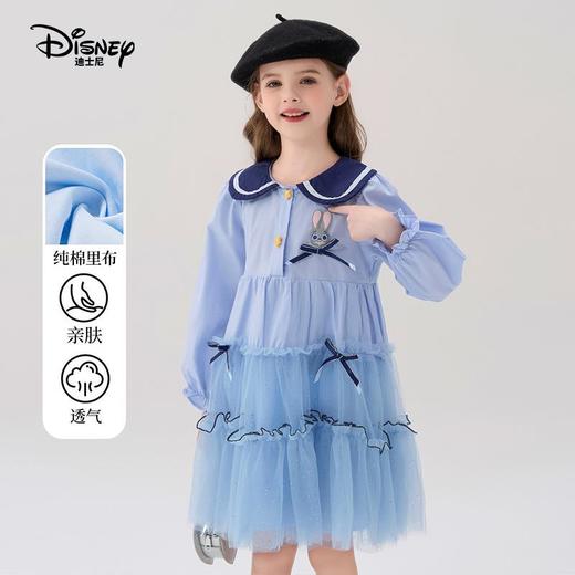 迪士尼童装女童连衣裙疯狂动物城兔子警官中大童纯棉学院儿童裙子 商品图2