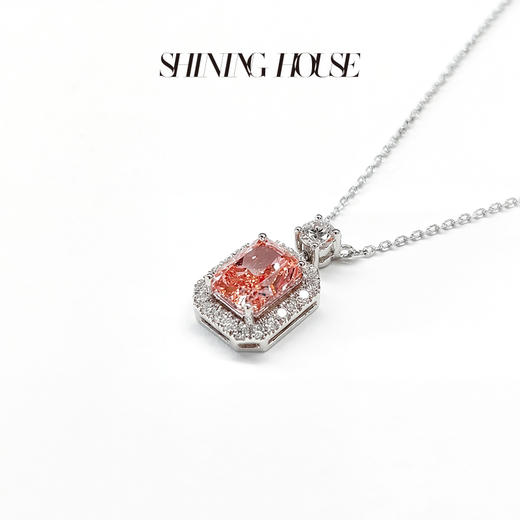 ShiningHouse[培育] 粉钻系列 18k金钻石项链 粉钻 雷迪恩形1克拉钻人工真钻人造钻石K金项链可调节时尚钻石项链悦己送礼臻选【此商品不支持7天无理由退货退款】预计3日发货 商品图2