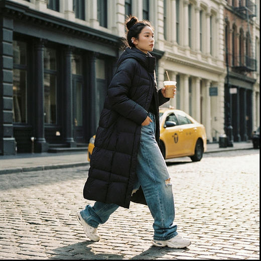 NANSONGSILK/NS秋冬过膝长款宽松加厚霍尔多巴吉95白鹅绒外套547102南宋 商品图1