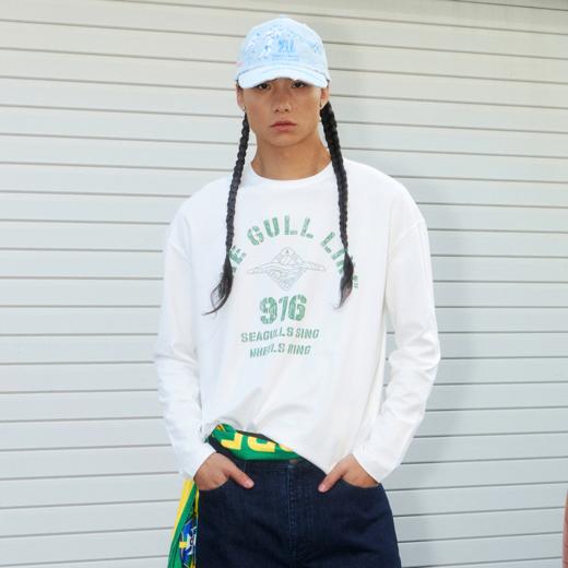 GOODBAI 916 EXPRESS 复古手绘印花休闲亲肤长袖T恤男女同款 商品图0