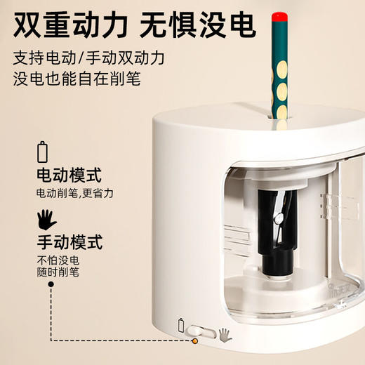 【轻松省力 电动/手动双模式 没电也能自在削笔】天文电动削笔器 儿童学习用品小型细杆书写铅笔自动转笔刀 商品图1
