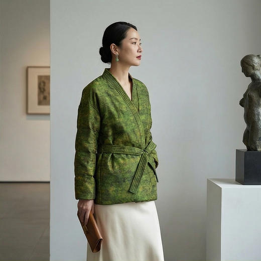 NANSONGSILK/NS新中式时尚V领系带显瘦保暖鹅绒服547143南宋 商品图6