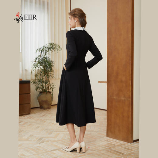 司歌假两件翻领收腰长袖连衣裙中长裙A921206X 商品图3