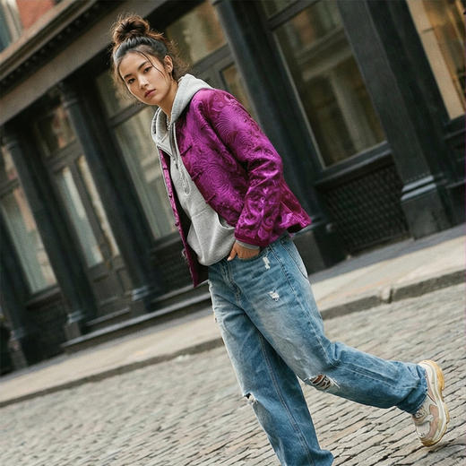 NANSONGSILK/NS鹅绒时尚气质高端盘扣圆领长袖外套547096南宋 商品图2