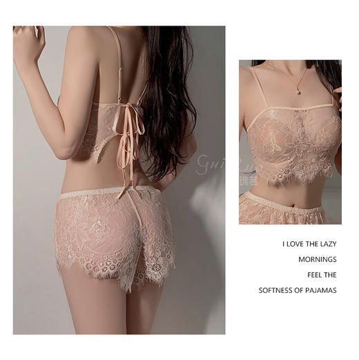 【YW】无忧购情趣内衣甜美蕾丝吊带上衣短裤性感睡衣套装4036（截单后3-5天发货) 商品图2