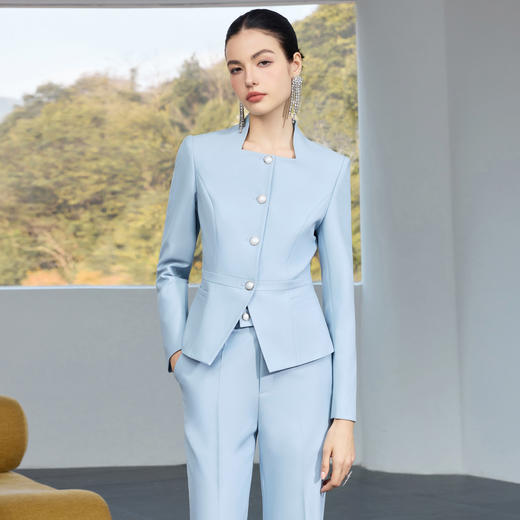 IWY/浅蓝色长袖西装套装女春季新款修身显瘦高级感职业装工作服25CP937 商品图3