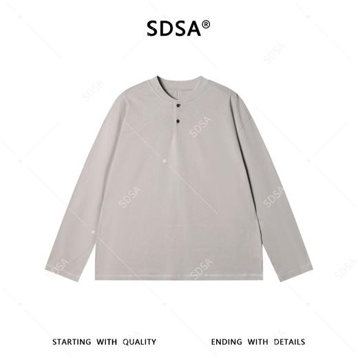 OAS2852SDSA男装2026新款高贵轻奢韩版百搭纯色开领散边长袖T恤时尚简约 商品图1