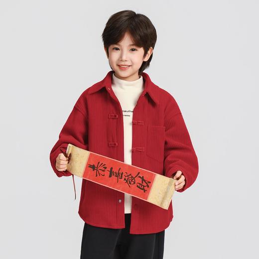 男童夹棉衬衫外套冬款2025冬装新款保暖加厚拜年服儿童男孩上衣 商品图2