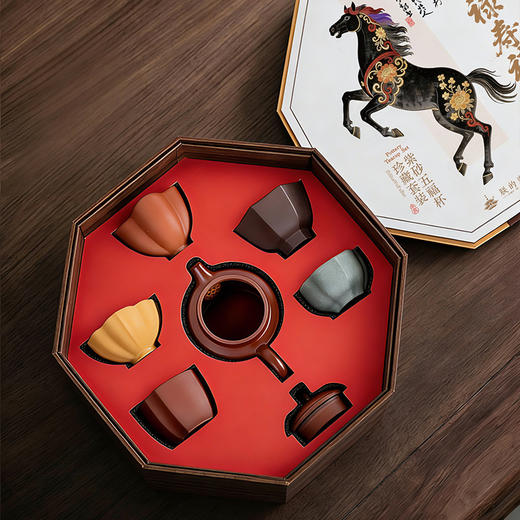 朕的朝代·紫砂五福壶杯套组，紫禁文创出品，非遗大师监制【G】 商品图0