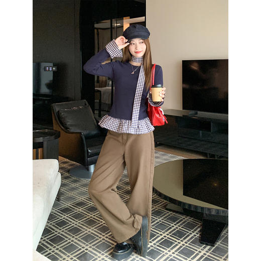 <曾小咸推荐>2.22现货秒杀 ！微信超特价！韩系拼接格子长袖（含丝巾） 日常119.99 立减50 秒杀69.99！！ 商品图2