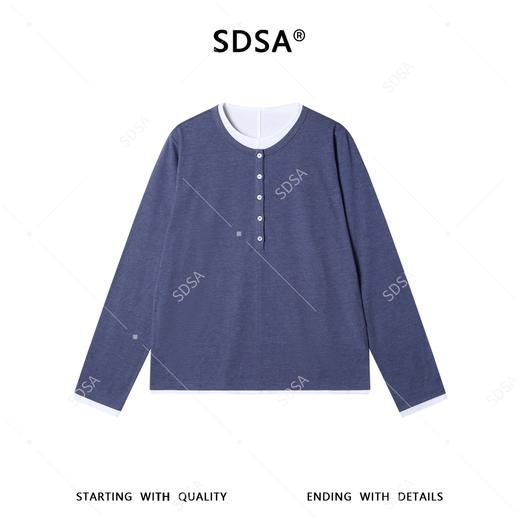 OAS2821SDSA男装2026新款高贵轻奢韩版简约拼接假两件圆领长袖T恤百搭潮 商品图1