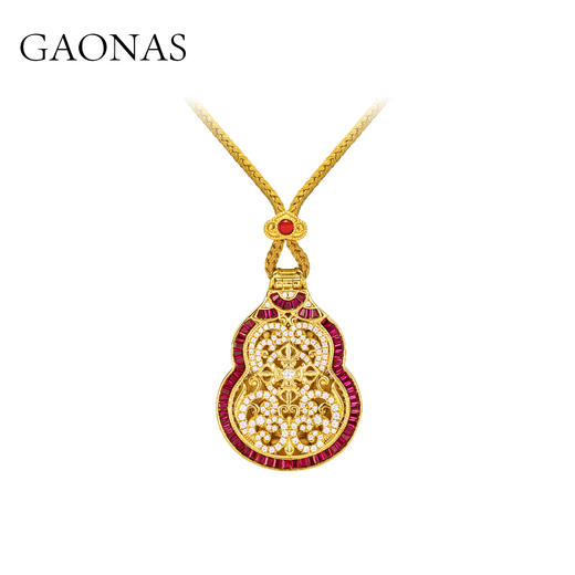 GAONAS  新中式潮流国风葫芦金色项链11345XY 商品图0