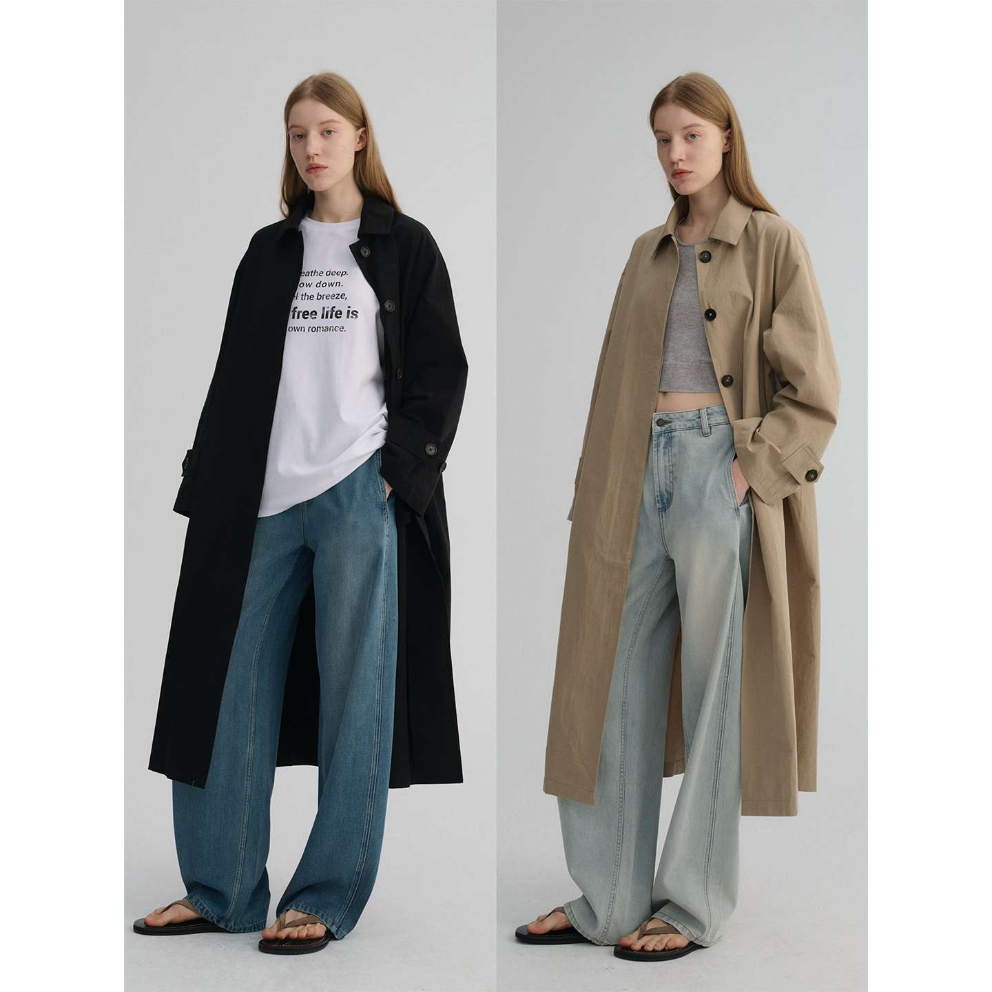 MAISON CECILE 两色|春季亚麻匹马棉松弛廓形翻领单排扣风衣外套