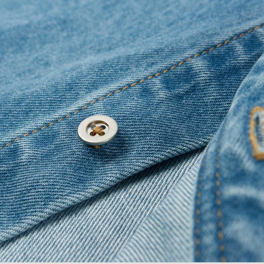 NPC潮牌100%棉做旧复古牛仔衬衫秋渐变装饰口袋炒盐工艺NP5CDC25 商品图3