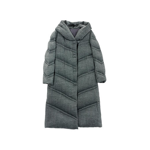 NANSONGSILK/NS设计感斜格连帽长款鹅绒服外套547045南宋 商品图6