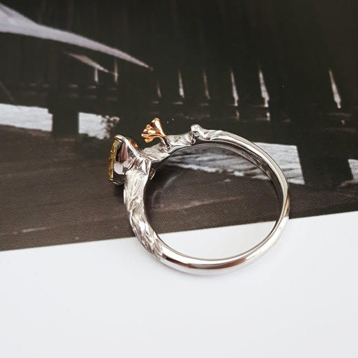 AU750双色金设计师款灵动藤蔓树枝造型1.13克拉梨型黄色钻石戒指 14号（戒圈可改）290126NJS44 商品图6