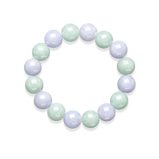 K64380-A-X009K00000007 周大福CHOW TAI FOOK 新中式春彩双色翡翠玉珠手串弹力绳玉珠子手链女K64380 商品图0