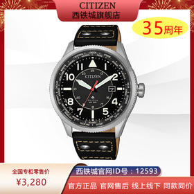 西铁城日本光动能万年历皮带200米防水男表BX1010-02E