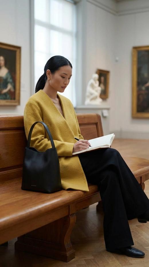 轻奢IC深V领双排扣中长双面手工大衣 商品图5