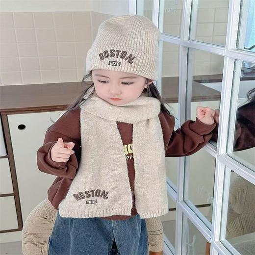 【新年款儿童帽子2件套】冬季秋冬季针织保暖套装男童宝宝女童韩版秋冬围巾毛线帽 商品图6