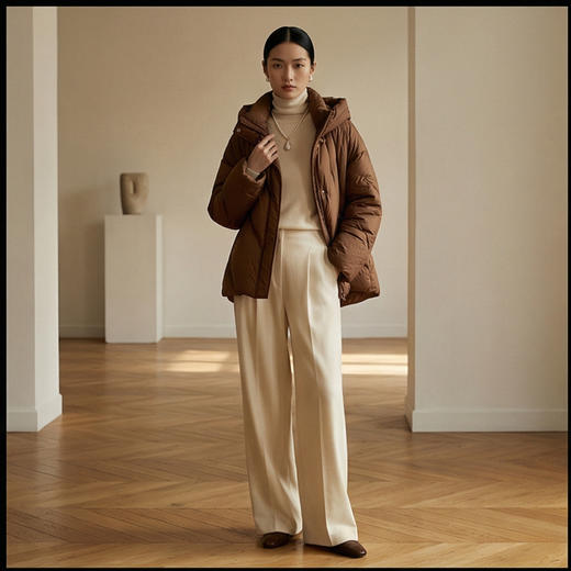 NANSONGSILK/NS宽松连帽鹅绒空气感保暖防寒鹅绒服547101南宋 商品图4