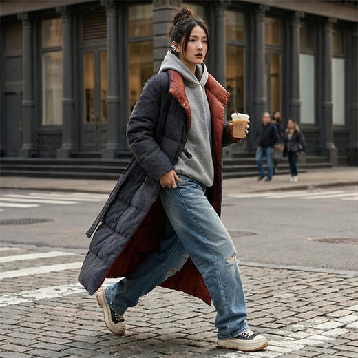 NANSONGSILK/NS羊毛绑带收腰气质加厚中长款鹅绒服547127南宋 商品图4