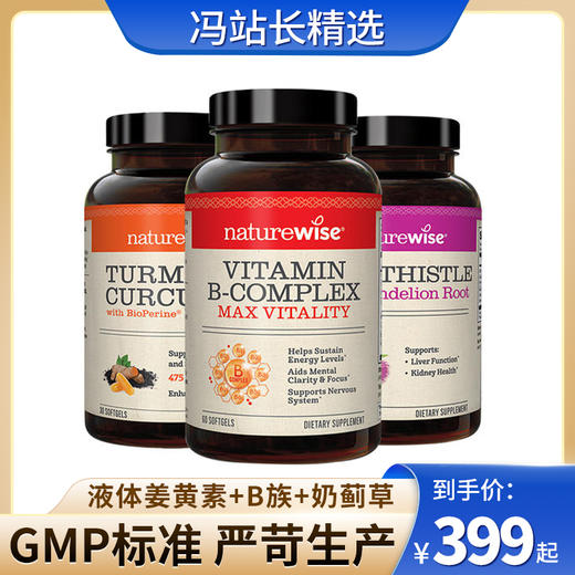 Naturewise三件组合装 液体B族 + 液体姜黄素 + 奶蓟草 过节送礼 补充营养 商品图0