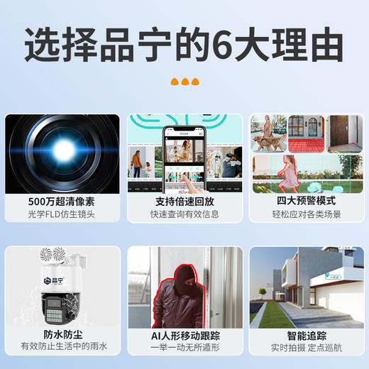 品宁蜂眼18号家用监控WiFi款360度旋转全彩夜视人形侦测 商品图2