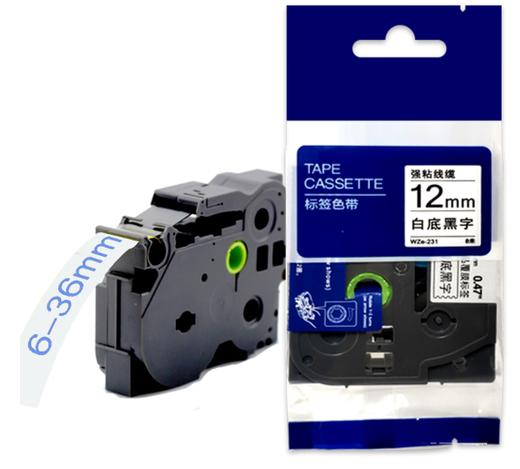 【MLGS】标签色带 12mm    爱墨  白底黑字 长8米 WZe-231标签色带 商品图1