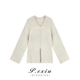 A002潘依绣丁丁宠粉秋冬慵懒风纯色开衩宽松气质百搭长袖外套K39615