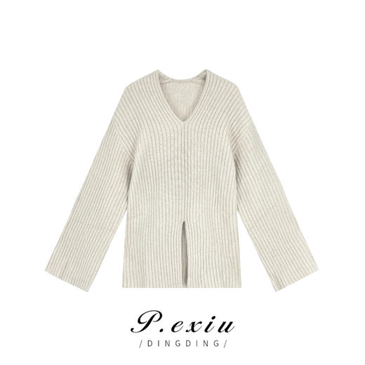 A002潘依绣丁丁宠粉秋冬慵懒风纯色开衩宽松气质百搭长袖外套K39615 商品图0