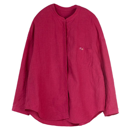 牧衣游原创 汉麻手工刺绣衬衫春季新品通勤宽松文艺百搭 一寸青 商品图4