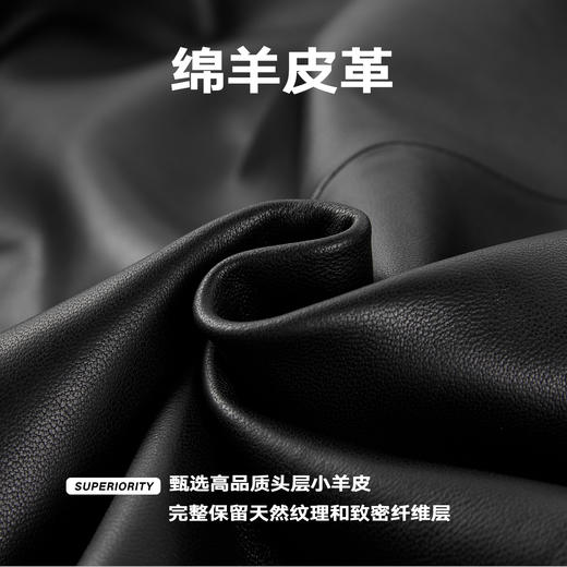 NPC潮牌立体剪裁棒球领皮衣绵羊皮革复古老钱短款春上新NP5CTJ28 商品图3