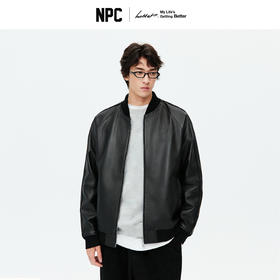 NPC潮牌立体剪裁棒球领皮衣绵羊皮革复古老钱短款春上新NP5CTJ28