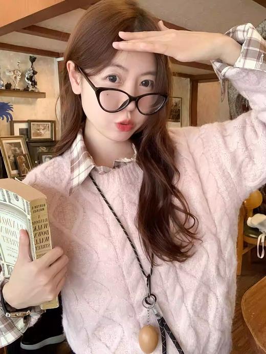 <曾小咸推荐>2.4现货秒杀 ！微信超特价！韩系复古格子衬衫 日常179.99 立减90 秒杀89.99！！粉色麻花毛衣  秒杀89.99！！ 商品图14