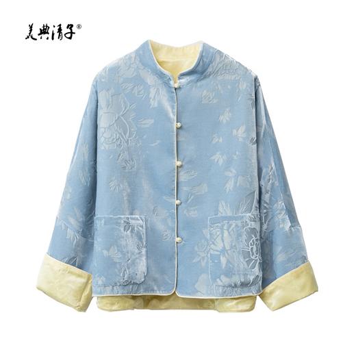 2026春装新中式双面穿真丝提花立领长袖单排盘扣外套 商品图4