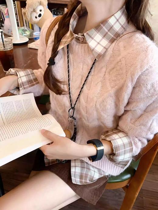 <曾小咸推荐>2.4现货秒杀 ！微信超特价！韩系复古格子衬衫 日常179.99 立减90 秒杀89.99！！粉色麻花毛衣  秒杀89.99！！ 商品图9