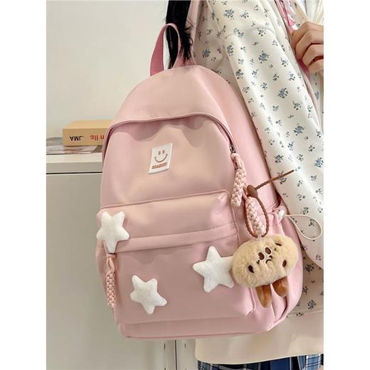 书包女生初中生小清新日系简约大容量百搭双肩包少女星星旅行背包 商品图0