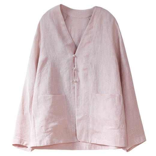 牧衣游原创 麻料净色外套新款轻薄禅意古朴文艺新中式开衫 知薇 商品图4