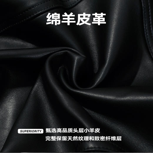 NPC潮牌美式复古绵羊皮衣夹克秋立体剪裁飞行员夹克短款NP5CTJ27 商品图4